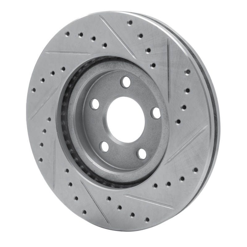 Chrysler PT Cruiser Brake Rotor (1) - Front Left - R1 Concepts - Drilled & Slotted - Silver - `03-`09